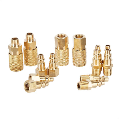Amazon Basics Quick Connect Brass Air Coupler and Plug Kit – 1/4-Inch NPT, 14-Piece