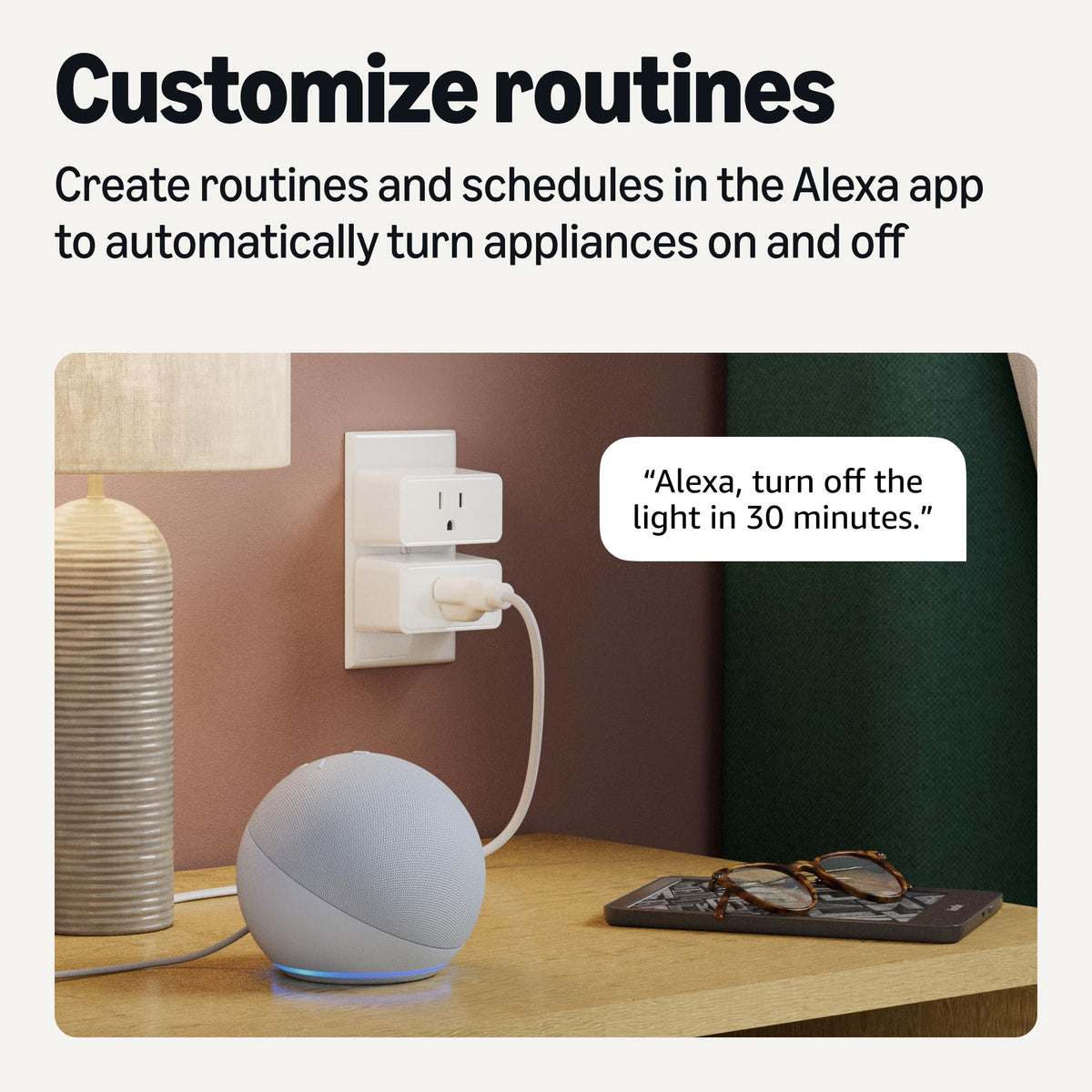 Amazon Basics Smart Plug – Works with Alexa, Remote Control & Scheduling (4-Pack)