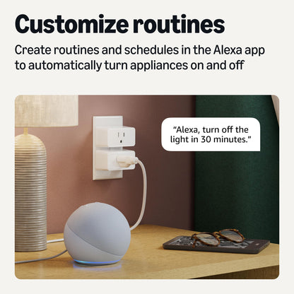 Amazon Basics Smart Plug – Works with Alexa, Remote Control & Scheduling (4-Pack)