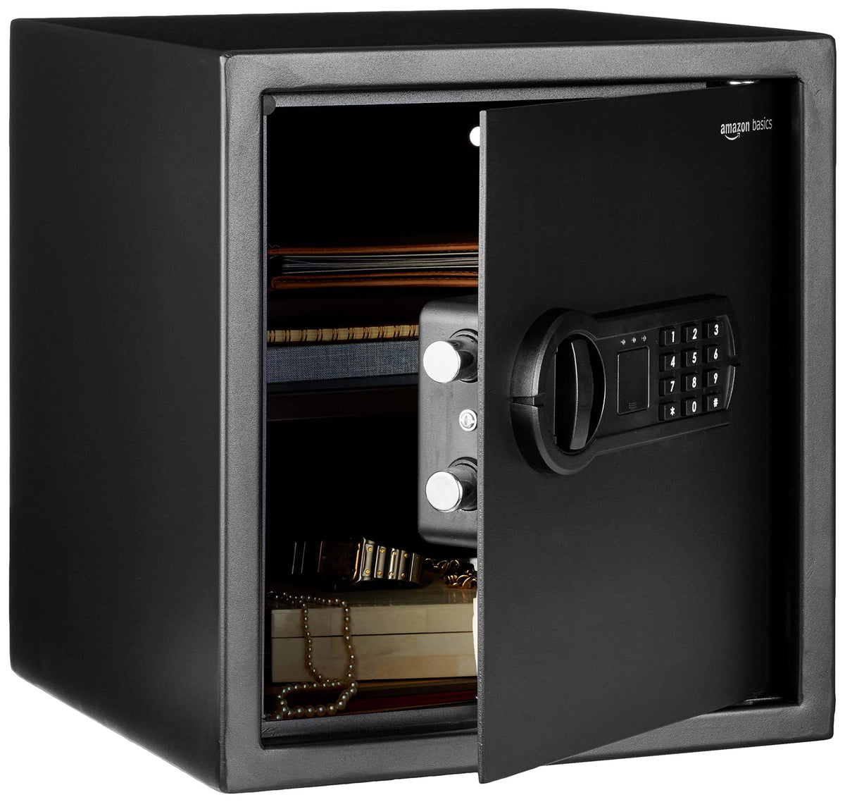Amazon Basics Steel Home Security Safe with Programmable Digital Keypad — 1.2 cu ft, Black