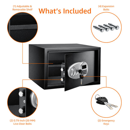 Amazon Basics Steel Security Safe with Digital Keypad – 1.2 cu ft (16.9 x 14.6 x 10.6 in)