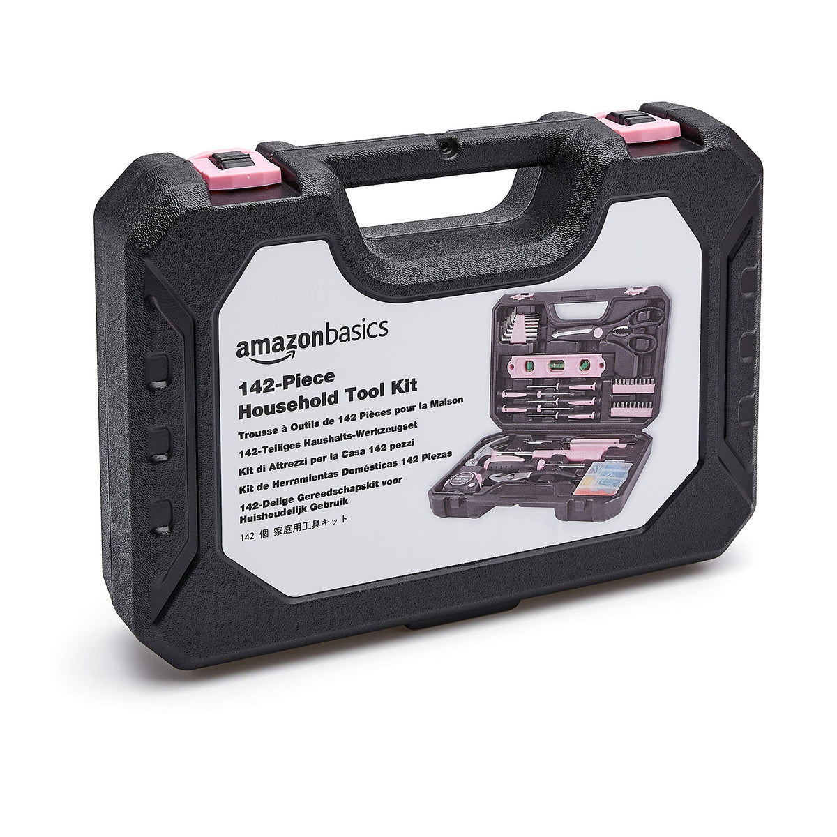 Amazon Basics 142-Piece Tool Kit with Storage Case – Pink