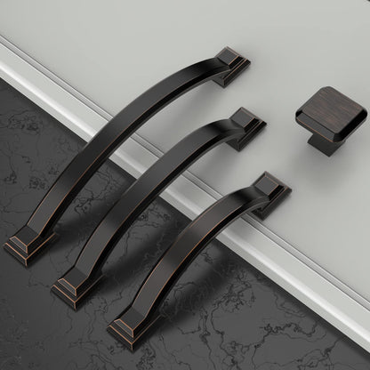 Amerdeco 10 Pack Oil Rubbed Bronze Cabinet Pulls — 3-Inch Center Arch Handles