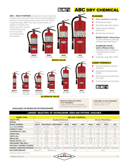 Amerex B417T 2.5 lb ABC Dry Chemical Fire Extinguisher with Wall Bracket