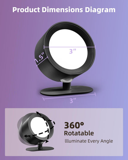 AMETHEUS Wall Mounted Lights 2-Pack - Rechargeable RGB LED with Remote & Touch, 360° Rotation