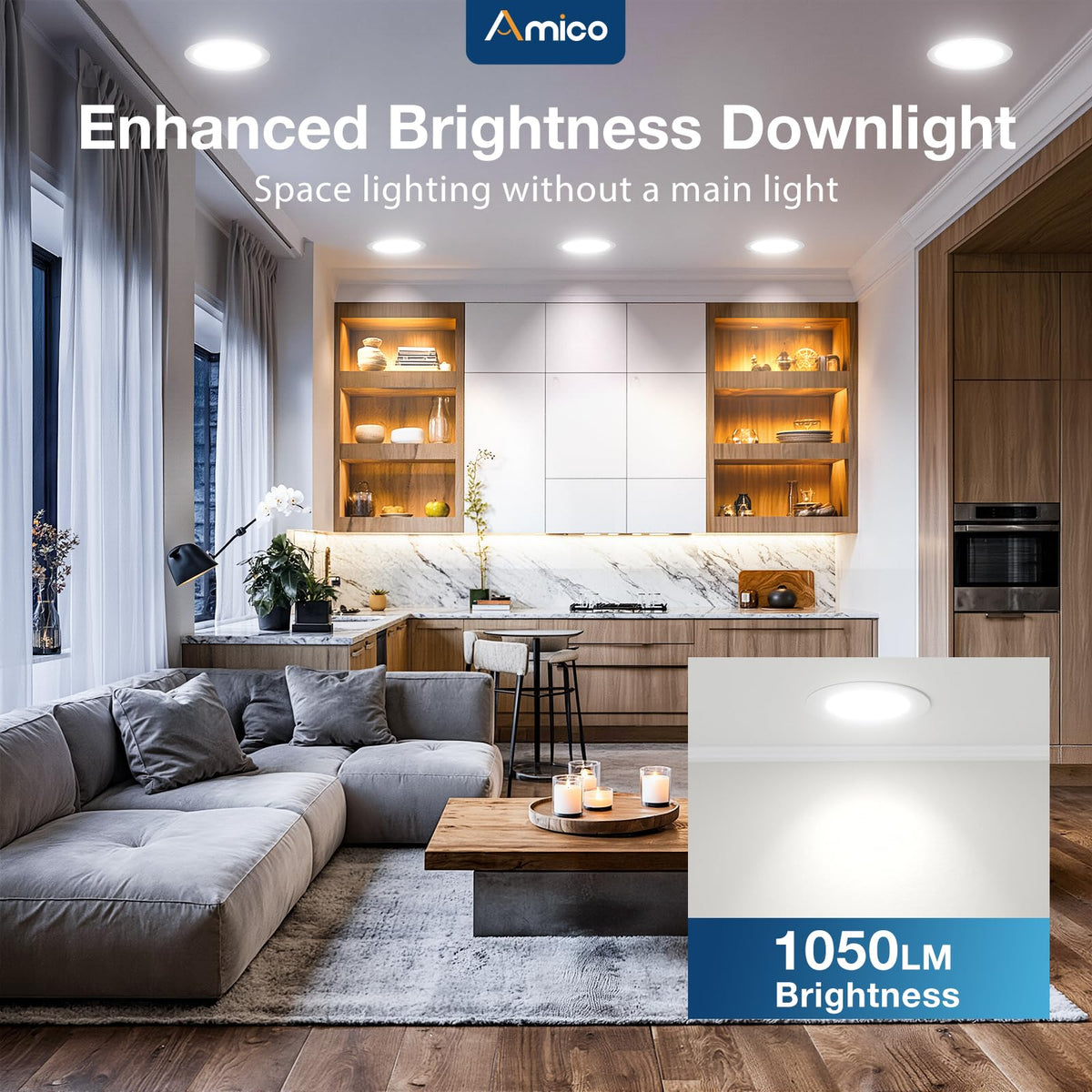 Amico 24 Pack 6-Inch 5CCT Dimmable LED Recessed Lights with Junction Box
