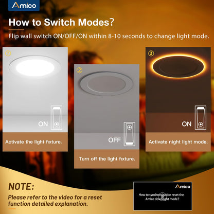 Amico 12-Pack 4-In LED Recessed Downlights with Night Light | 5 CCTs, Dimmable, 700 lm, 10W (90W Equivalent), Canless Wafer - ETL/FCC