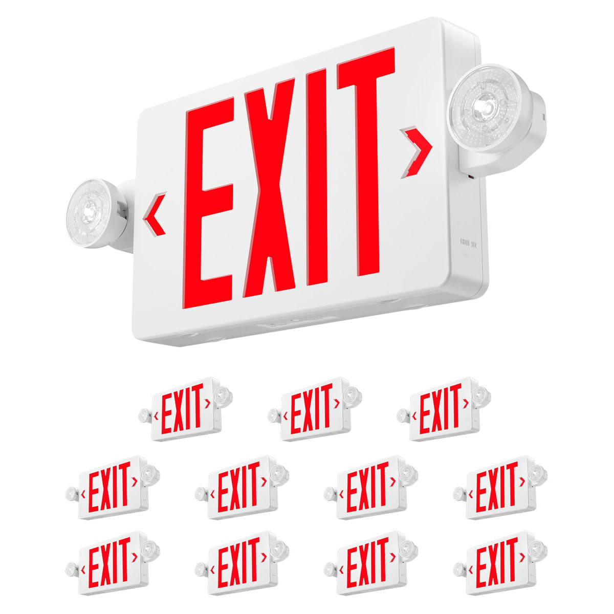 Amico 12 Pack Red Exit Signs with Emergency Lights | ETL Certified, 120/277V
