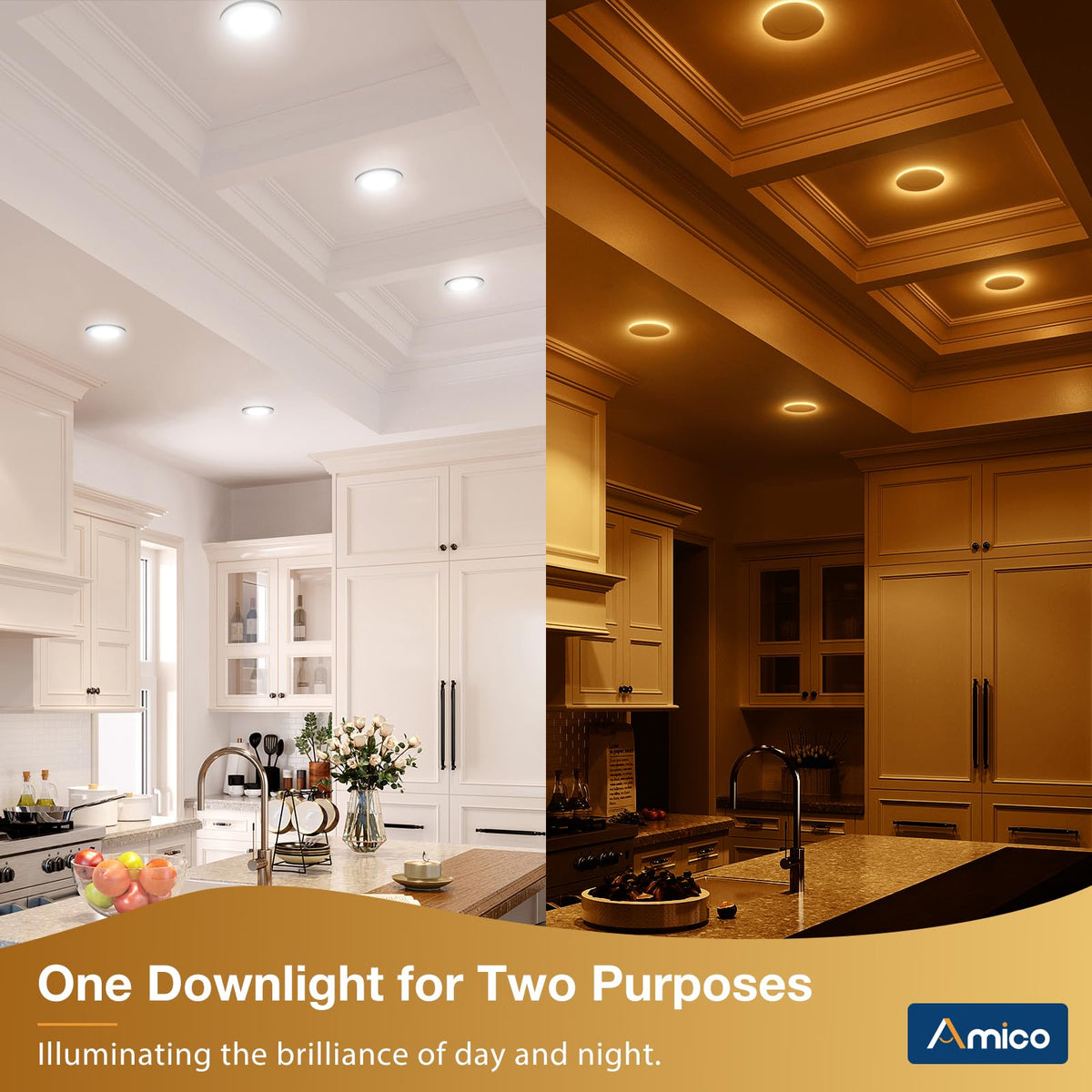 Amico 12-Pack 4-In LED Recessed Downlights with Night Light | 5 CCTs, Dimmable, 700 lm, 10W (90W Equivalent), Canless Wafer - ETL/FCC