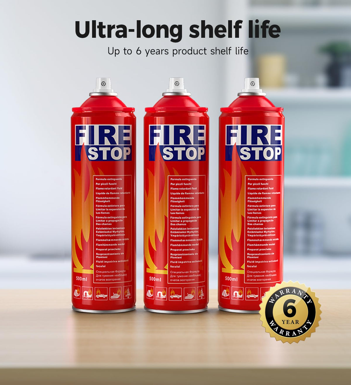 AmzBoom 3-Pack Fire Extinguishers – ABCK Class, Compact & Portable with Mounting Brackets