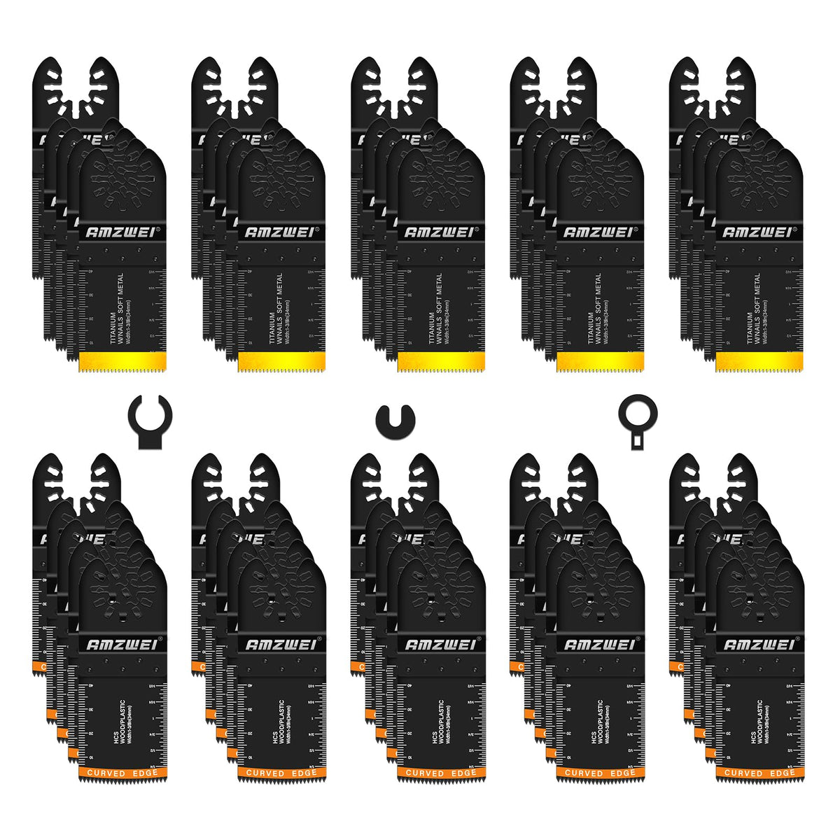 AMZWEI 50PCS Multi Tool Blade Kit — Titanium & HCS Blades with Universal Adapters