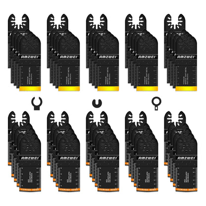 AMZWEI 50PCS Multi Tool Blade Kit — Titanium & HCS Blades with Universal Adapters