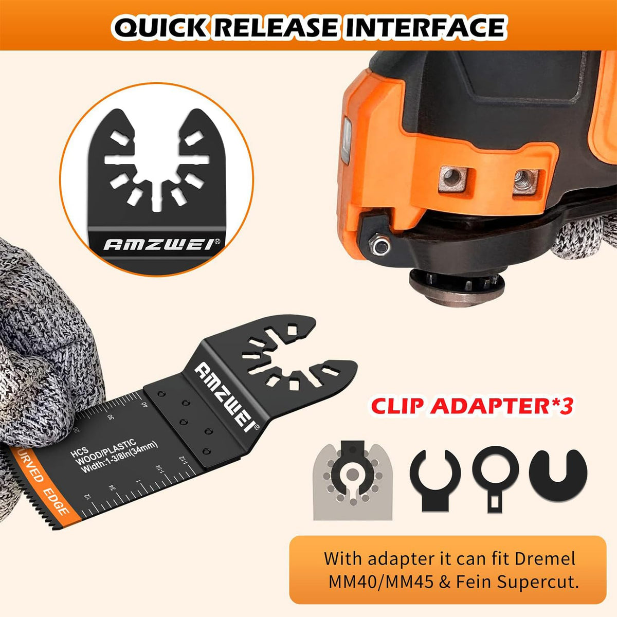 AMZWEI 50PCS Multi Tool Blade Kit — Titanium & HCS Blades with Universal Adapters