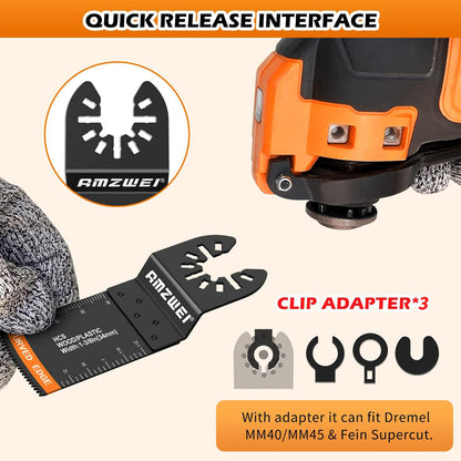 AMZWEI 50PCS Multi Tool Blade Kit — Titanium & HCS Blades with Universal Adapters
