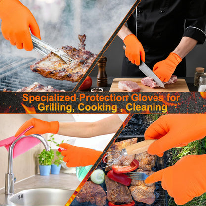 ANBOSON BBQ Gloves - Dual-Layer Heat Protection + Liners (Orange XXLarge)