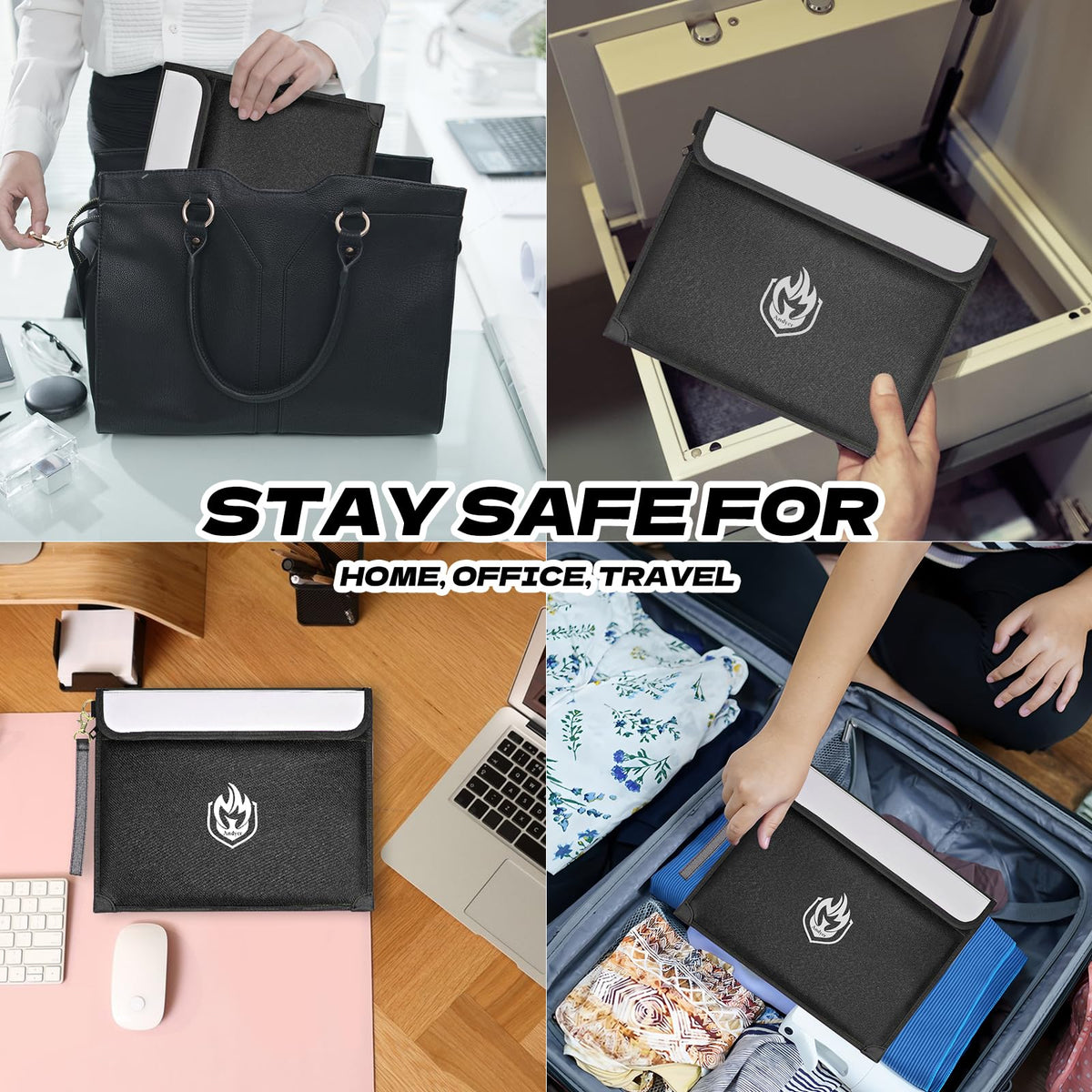 Andyer 2-Pockets Fireproof Document Bag 6200°F | Waterproof, Reflective, 10-Layer Safe Storage