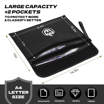Andyer 2-Pockets Fireproof Document Bag 6200°F | Waterproof, Reflective, 10-Layer Safe Storage