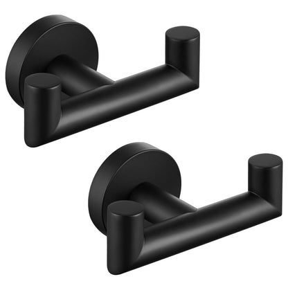 Angle Simple Matte Black Double Towel Hook – 2 Pack Stainless Steel Wall Mount