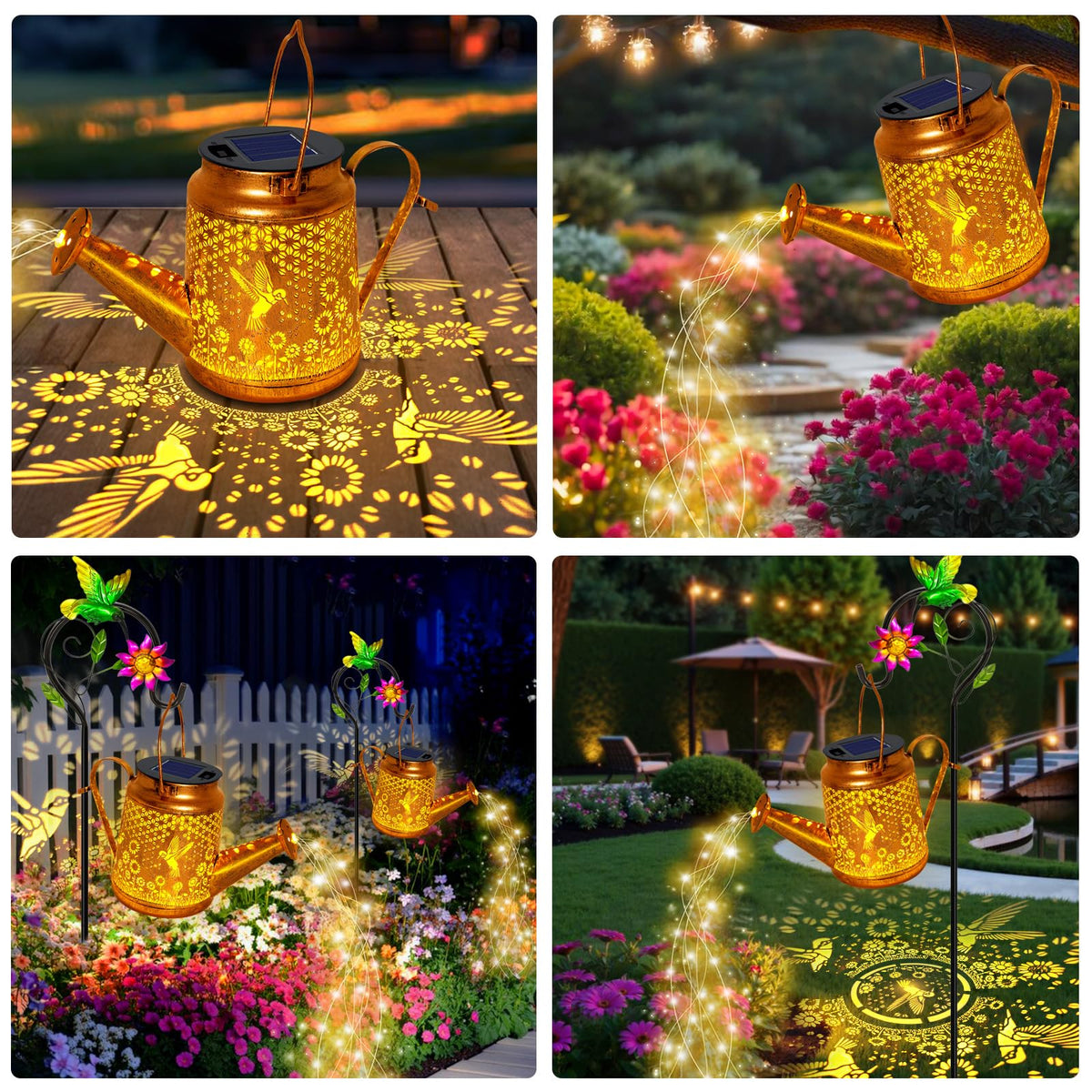 ANGMLN Hummingbird Solar Lights – Waterproof Outdoor Lanterns with Shepherd Hook