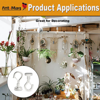 Ant Mag Magnetic Hooks Heavy Duty with Snap – 22 lbs, 20 Pack