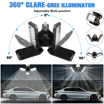 Aoretic LED Garage Lights 2 Pack - 80W, 8000LM, 6500K, 3-Panel Adjustable