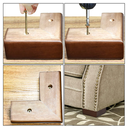 AORYVIC Solid Wood Bed Risers & L-Shaped Furniture Legs - 4 Pack