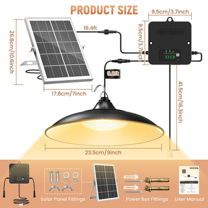 APILAB Solar Shed Light Indoor/Outdoor — Warm White Pendant, Pull String, 3 Modes