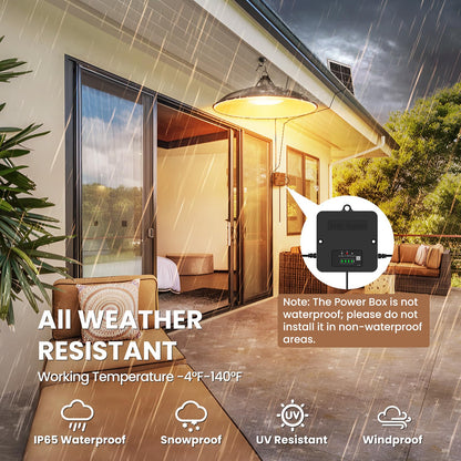 APILAB Solar Shed Light Indoor/Outdoor — Warm White Pendant, Pull String, 3 Modes