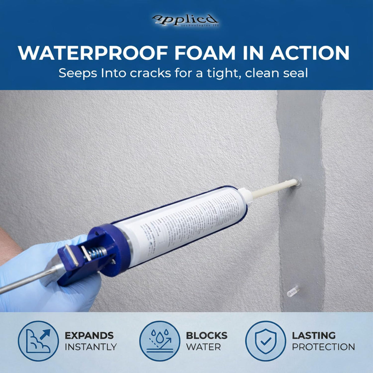Applied Technologies 10ft Fast Set Concrete Crack Repair Kit | Hydra Stop 300