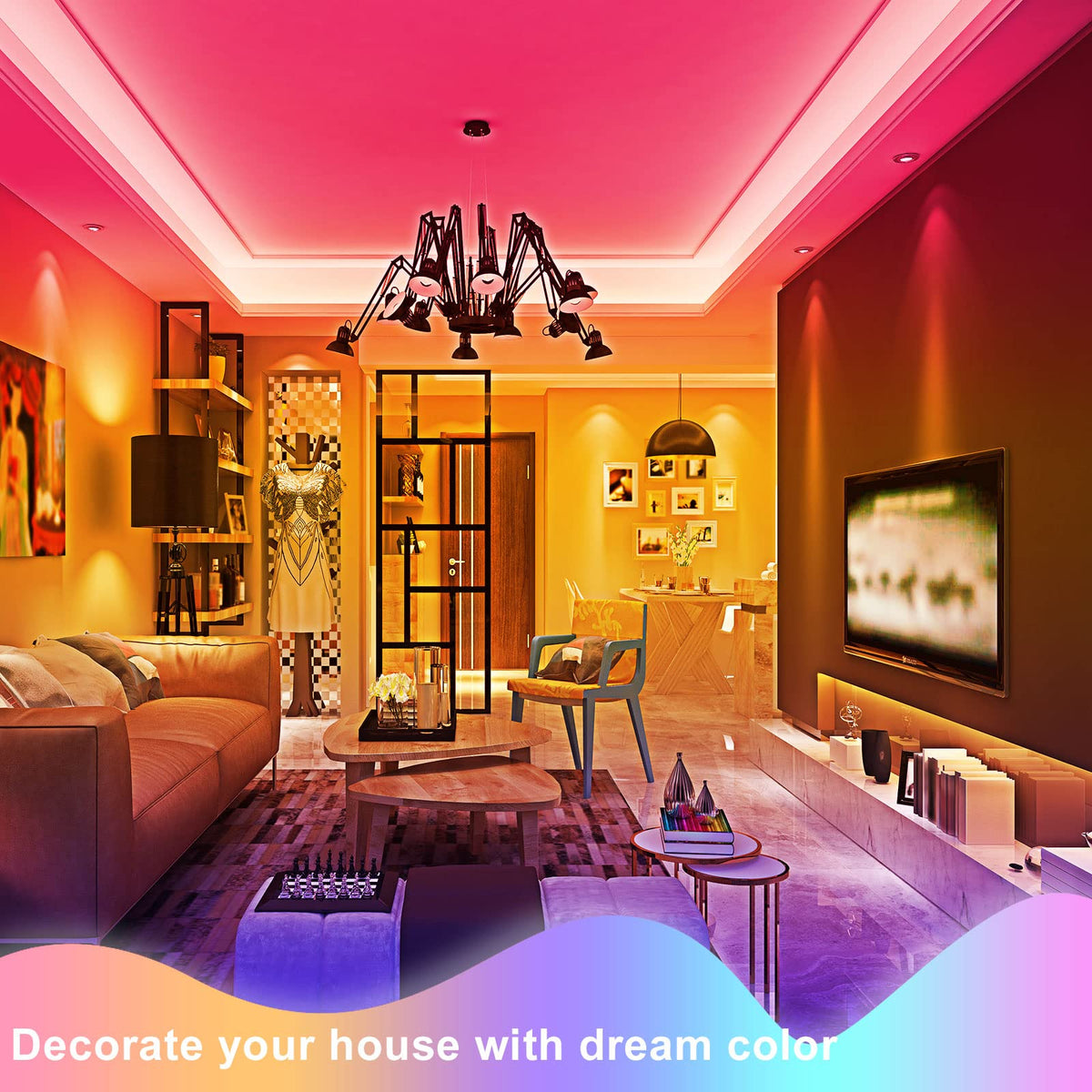 APSPOW LED Strip Lights 100ft – Bluetooth & App Control, Multicolor RGB, Music Sync