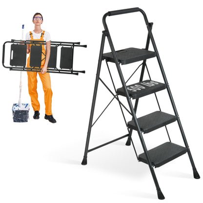 Arbusb Step Ladder 4-Step Folding Stool – Anti-Slip Pedals & Handrail