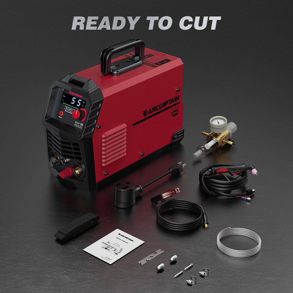 ARCCAPTAIN 55A Plasma Cutter — Dual Voltage 120/240V, Non-Touch Pilot Arc, LED Display