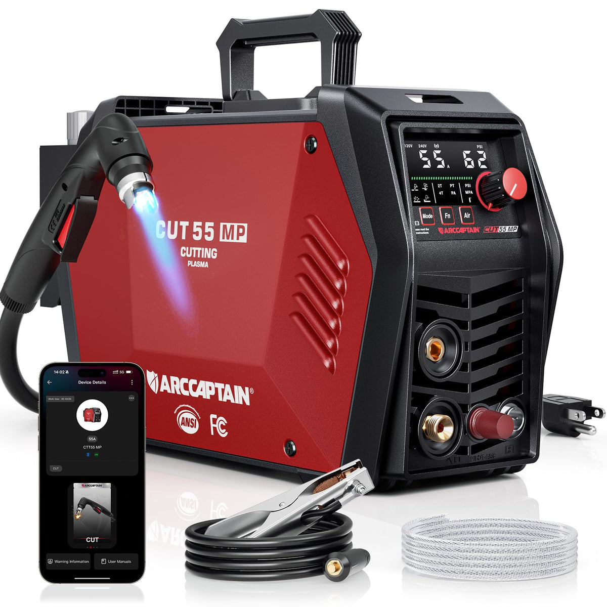 ARCCAPTAIN iControl CUT55 MP Plasma Cutter – APP Control, 55A, 120/240V