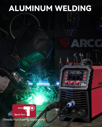 ARCCAPTAIN MIG Welder – 6-in-1 Multi-Process Welding Machine (110V/220V) with LED Display
