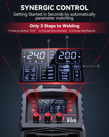 ARCCAPTAIN MIG Welder – 6-in-1 Multi-Process Welding Machine (110V/220V) with LED Display