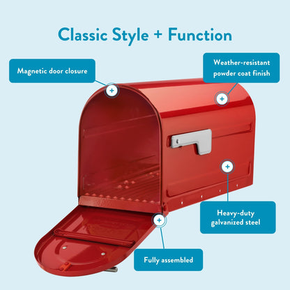 ARCHITECTURAL MAILBOXES Boulder 7900-7R-SR Red – Weatherproof Post-Mounted Mailbox