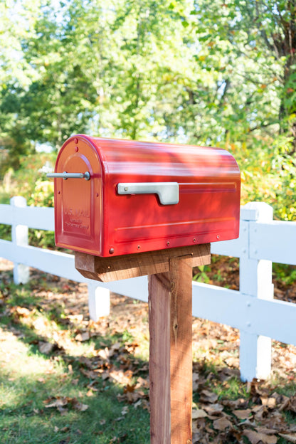 ARCHITECTURAL MAILBOXES Boulder 7900-7R-SR Red – Weatherproof Post-Mounted Mailbox