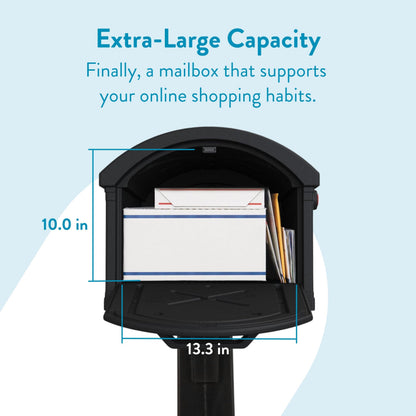 ARCHITECTURAL MAILBOXES Grand Haven Plastic Mailbox and Post Kit – Extra Large, Black