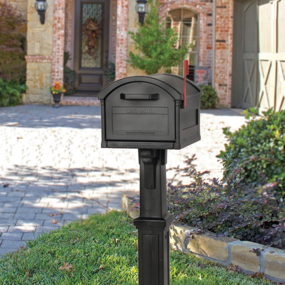 ARCHITECTURAL MAILBOXES Grand Haven Plastic Mailbox and Post Kit – Extra Large, Black
