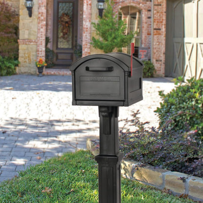 ARCHITECTURAL MAILBOXES Grand Haven Plastic Mailbox and Post Kit – Extra Large, Black
