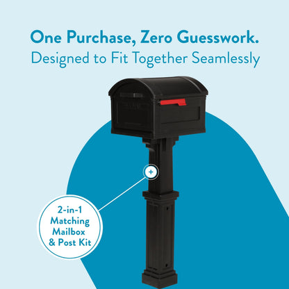 ARCHITECTURAL MAILBOXES Grand Haven Plastic Mailbox and Post Kit – Extra Large, Black