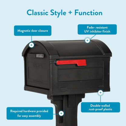 ARCHITECTURAL MAILBOXES Grand Haven Plastic Mailbox and Post Kit – Extra Large, Black