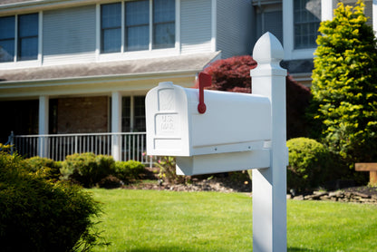 Parsons Plastic Post Mount Mailbox | USPS Approved, White, Medium Capacity | Architectural Mailboxes