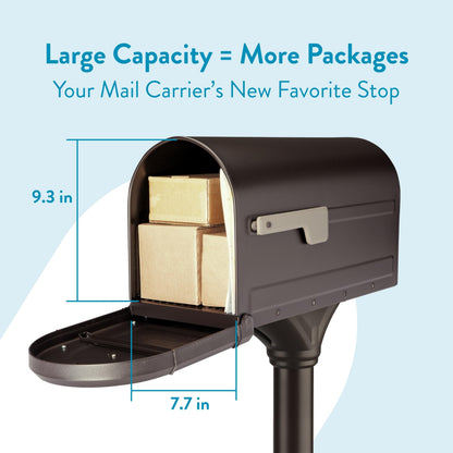 Architectural Mailboxes Roxbury Weather-Resistant Steel Mailbox with Post – Rubbed Bronze | USPS Approved