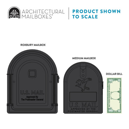Architectural Mailboxes 7980B-10 Roxbury Mount Mailbox & Premium Steel Post Combo – Medium, Black
