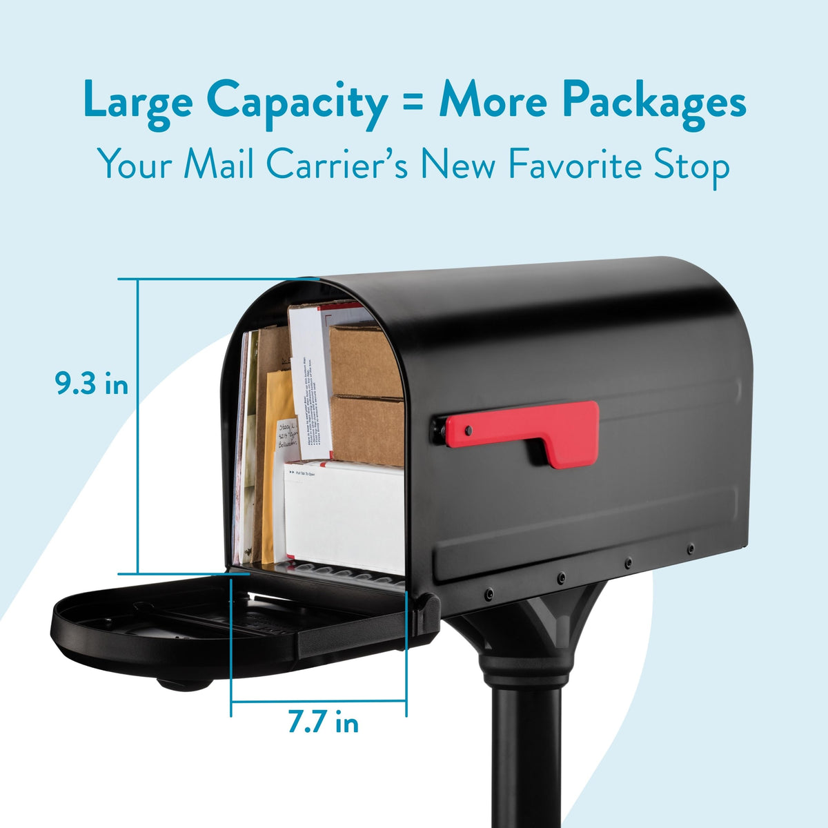 Architectural Mailboxes 7980B-10 Roxbury Mount Mailbox & Premium Steel Post Combo – Medium, Black