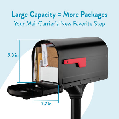 Architectural Mailboxes 7980B-10 Roxbury Mount Mailbox & Premium Steel Post Combo – Medium, Black