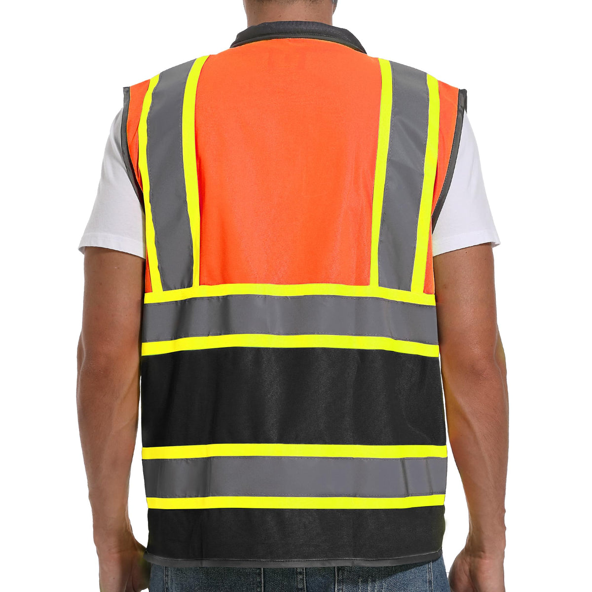 ArcRidge Reflective Safety Vest – Class 2 High-Visibility (Orange-Black, Unisex, Medium)
