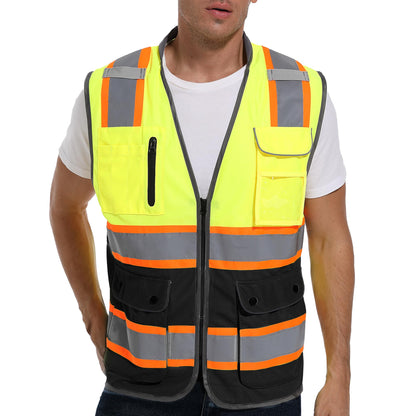 ArcRidge Reflective Safety Vest – High Visibility Unisex Work Vest (Yellow-Black, X-Large)