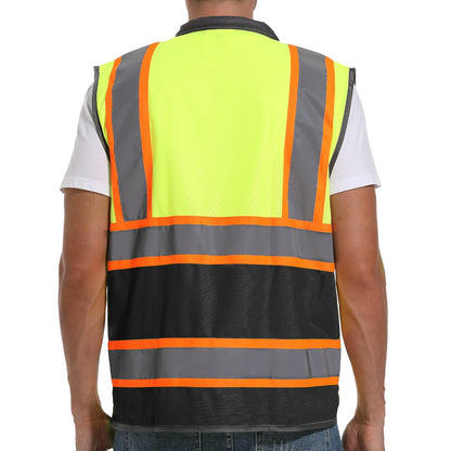 ArcRidge Reflective Safety Vest – High Visibility Unisex Work Vest (Yellow-Black, X-Large)